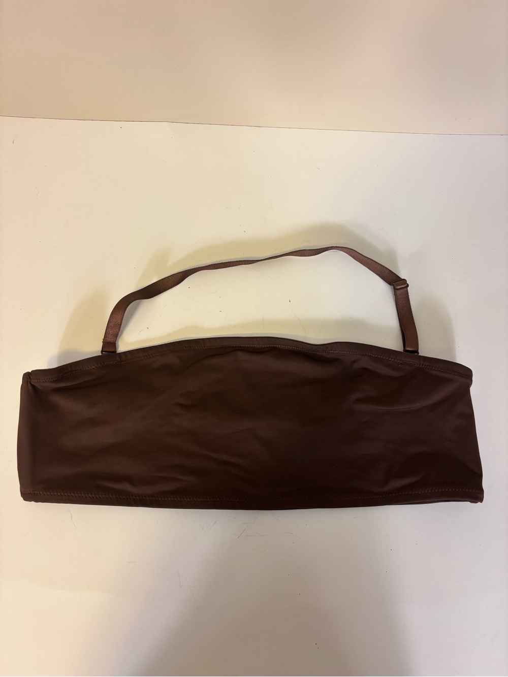 SKIMS Chocolate Brown Strapless Bikini Bandeau Top with Removable Strap XL